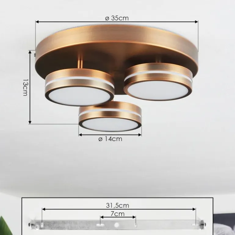 Plafonnier Huallilemu LED Vieux laiton, 3 lumières