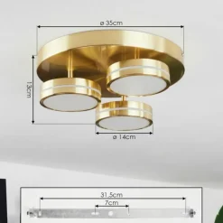 Plafonnier Huallilemu LED Laiton, 3 lumières