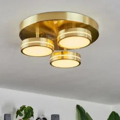 Plafonnier Huallilemu LED Laiton, 3 lumières