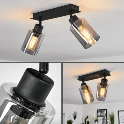 Plafonnier Hunouri Noir, 2 lumières