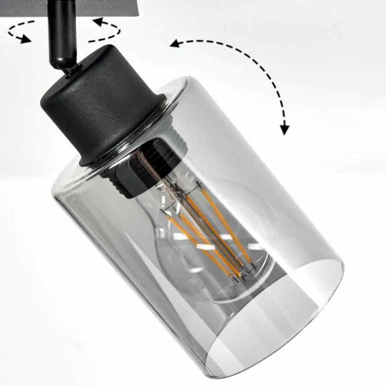 Plafonnier Hunouri Noir, 2 lumières