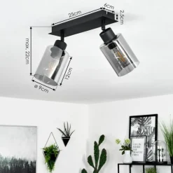 Plafonnier Hunouri Noir, 2 lumières