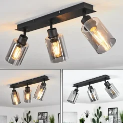 Plafonnier Hunouri Noir, 3 lumières