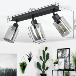 Plafonnier Hunouri Noir, 3 lumières