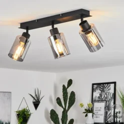 Plafonnier Hunouri Noir, 3 lumières