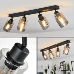 Plafonnier Hunouri Noir, 4 lumières