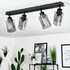 Plafonnier Hunouri Noir, 4 lumières