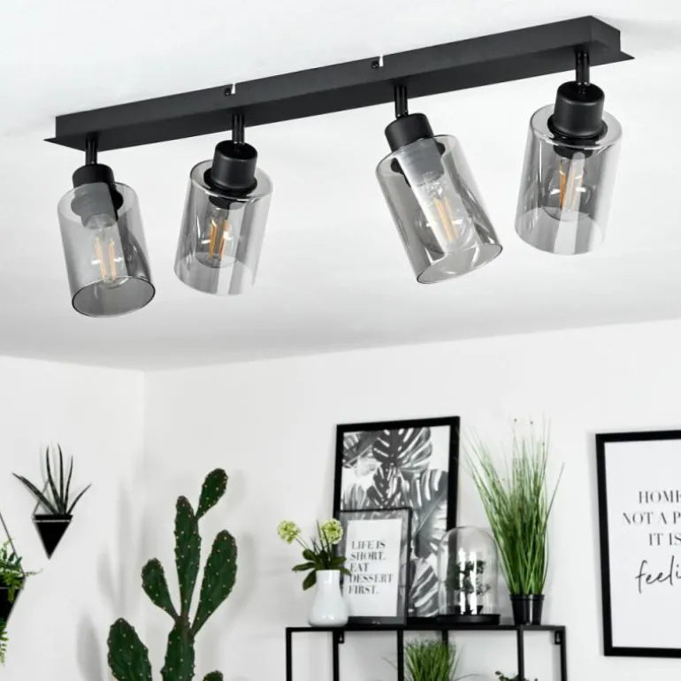 Plafonnier Hunouri Noir, 4 lumières