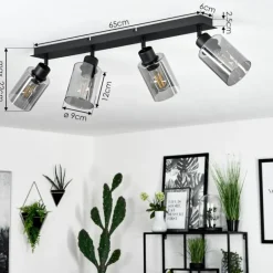 Plafonnier Hunouri Noir, 4 lumières