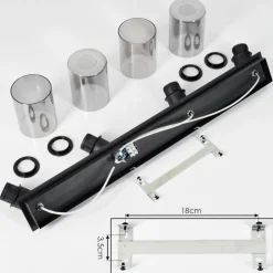 Plafonnier Hunouri Noir, 4 lumières