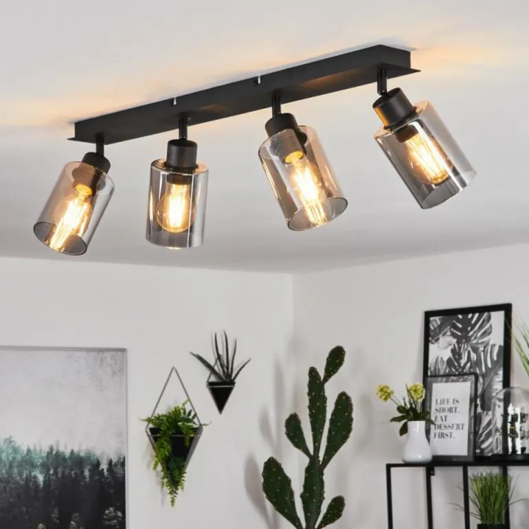 Plafonnier Hunouri Noir, 4 lumières