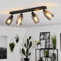 Plafonnier Hunouri Noir, 4 lumières