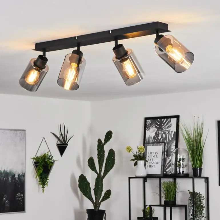 Plafonnier Hunouri Noir, 4 lumières