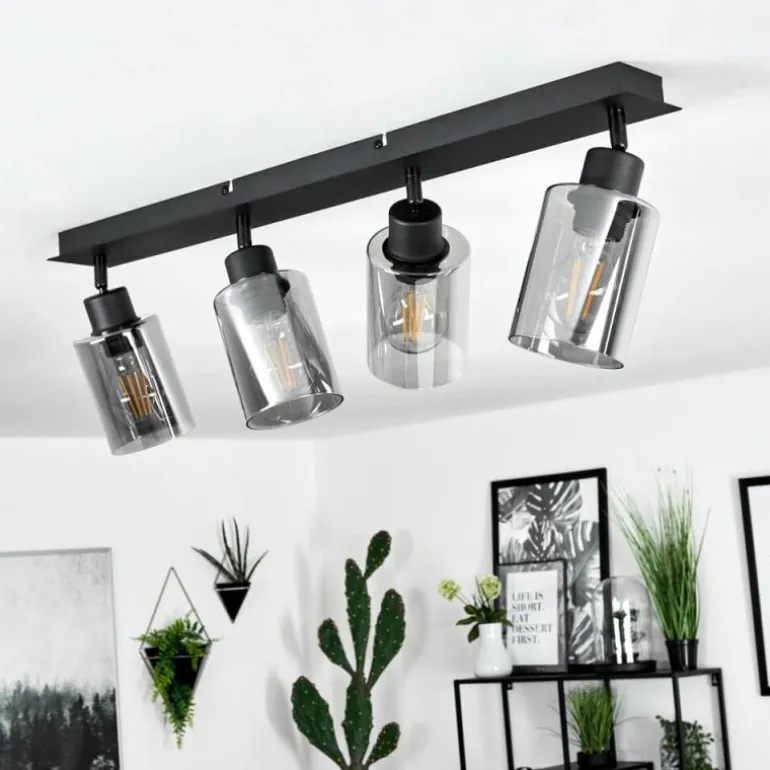 Plafonnier Hunouri Noir, 4 lumières
