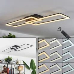 Plafonnier Hyacinthe LED Noir, 1 lumière, Télécommandes