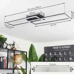 Plafonnier Hyacinthe LED Noir, 1 lumière, Télécommandes
