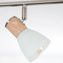 Plafonnier Icalma Bois clair, Nickel mat, 6 lumières