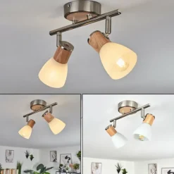 Plafonnier Icalma Écru, Nickel mat, 2 lumières