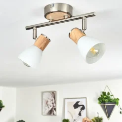 Plafonnier Icalma Écru, Nickel mat, 2 lumières