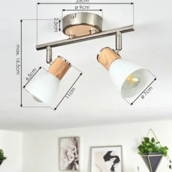 Plafonnier Icalma Écru, Nickel mat, 2 lumières