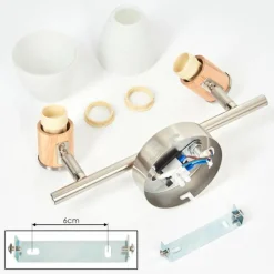 Plafonnier Icalma Écru, Nickel mat, 2 lumières