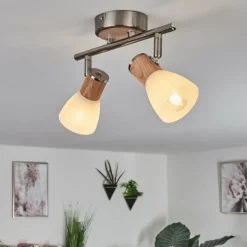 Plafonnier Icalma Écru, Nickel mat, 2 lumières