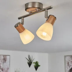 Plafonnier Icalma Écru, Nickel mat, 2 lumières