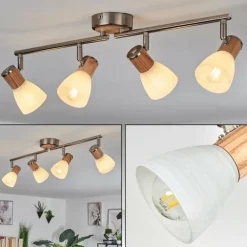 Plafonnier Icalma Écru, Nickel mat, 4 lumières