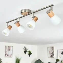 Plafonnier Icalma Écru, Nickel mat, 4 lumières