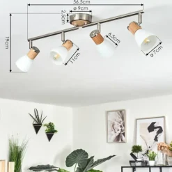 Plafonnier Icalma Écru, Nickel mat, 4 lumières