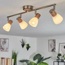 Plafonnier Icalma Écru, Nickel mat, 4 lumières