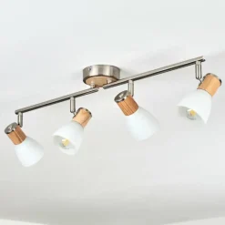 Plafonnier Icalma Écru, Nickel mat, 4 lumières