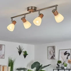 Plafonnier Icalma Écru, Nickel mat, 4 lumières