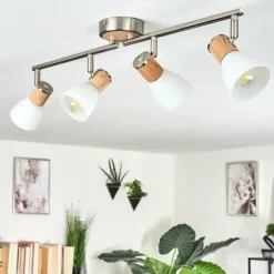 Plafonnier Icalma Écru, Nickel mat, 4 lumières