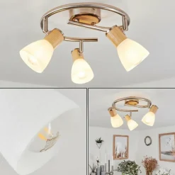 Plafonnier Icalma Écru, Nickel mat, 3 lumières