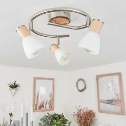 Plafonnier Icalma Écru, Nickel mat, 3 lumières