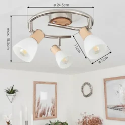 Plafonnier Icalma Écru, Nickel mat, 3 lumières