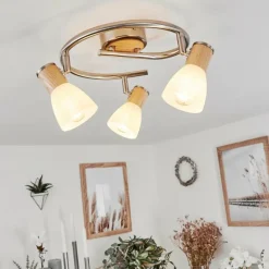 Plafonnier Icalma Écru, Nickel mat, 3 lumières