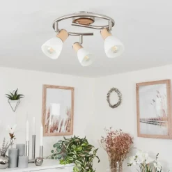 Plafonnier Icalma Écru, Nickel mat, 3 lumières