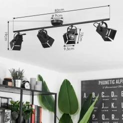 Plafonnier Isanay Noir, 4 lumières