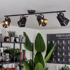 Plafonnier Isanay Noir, 4 lumières