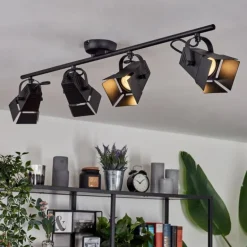 Plafonnier Isanay Noir, 4 lumières