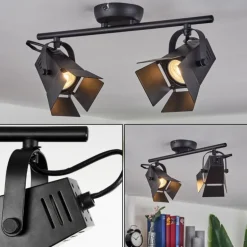 Plafonnier Isanay Noir, 2 lumières