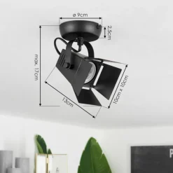 Plafonnier Isanay Noir, 1 lumière