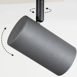 Plafonnier Javel Anthracite, Couleur bois, 5 lumières