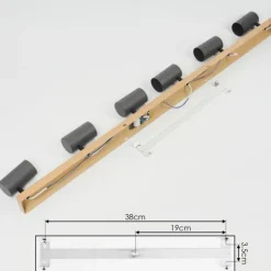 Plafonnier Javel Brun, Gris, Couleur bois, 6 lumières