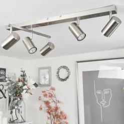 Plafonnier Javel Chrome, Nickel mat, 5 lumières