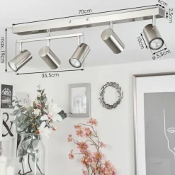 Plafonnier Javel Chrome, Nickel mat, 5 lumières