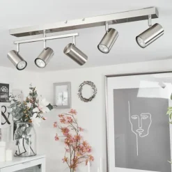 Plafonnier Javel Chrome, Nickel mat, 5 lumières