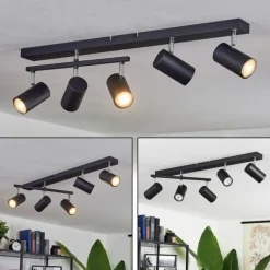 Plafonnier Javel Chrome, Noir, 5 lumières